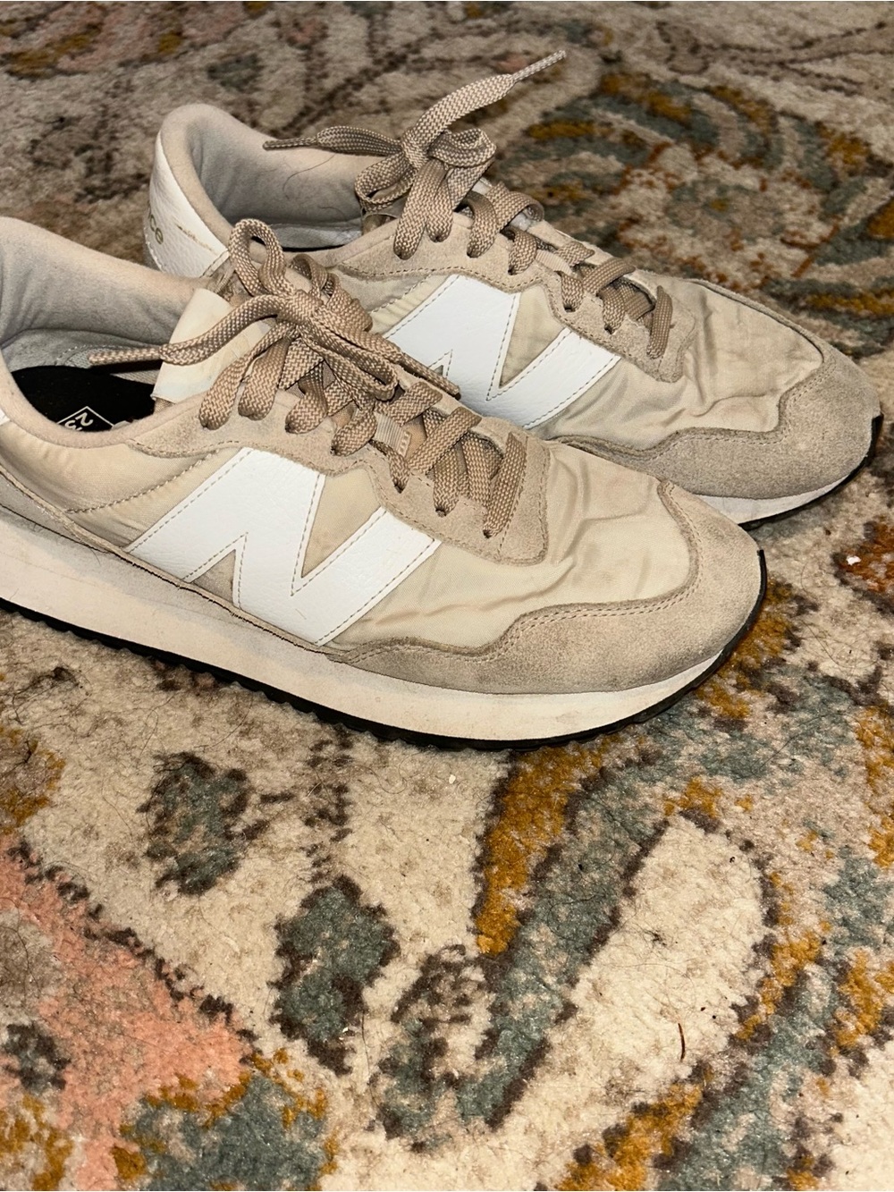 Beige Suede NB Runner Sneakers with White Accent -Size 10